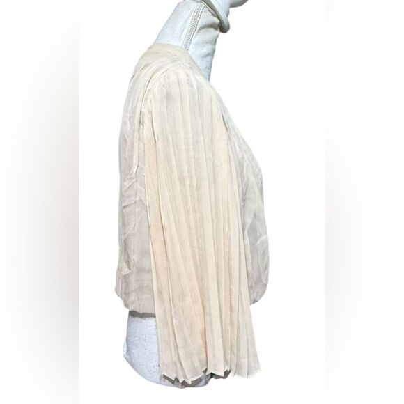 Alice + Olivia Axel Wrap-Effect Pleated Silk-Georgette Blouse SZ Small champagne - Picture 3 of 7